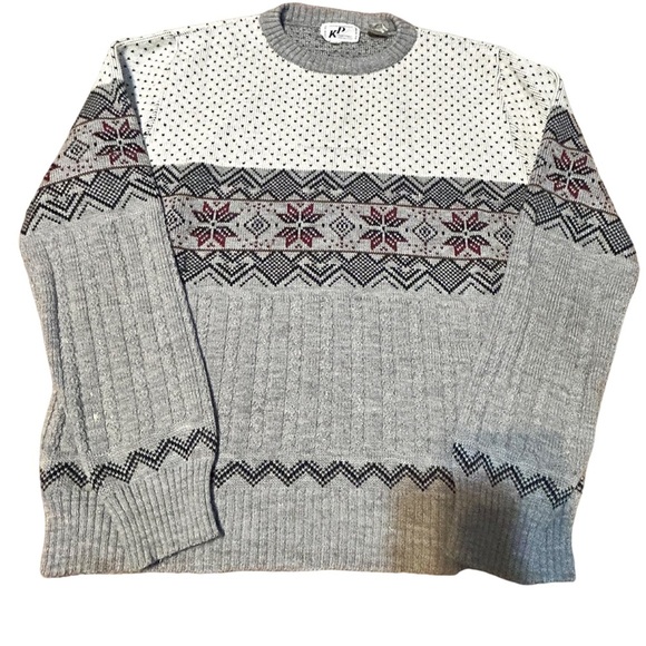 KP collections Other - Vintage KP Collection Nordic Sweater Gray Fair Isle Men’s Large